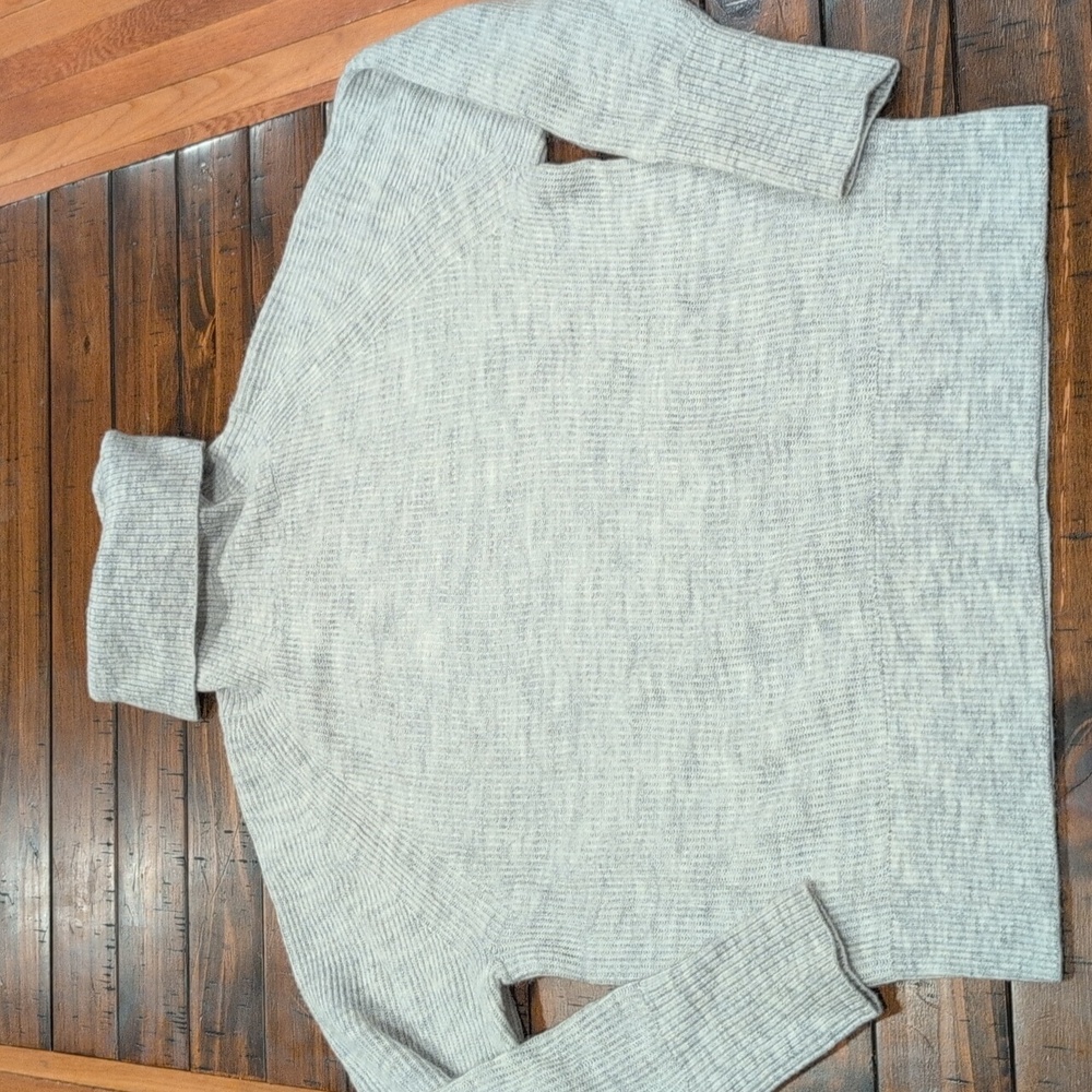 Quince Light Gray Ribbed Turtleneck Sweater - Picture 3 of 8